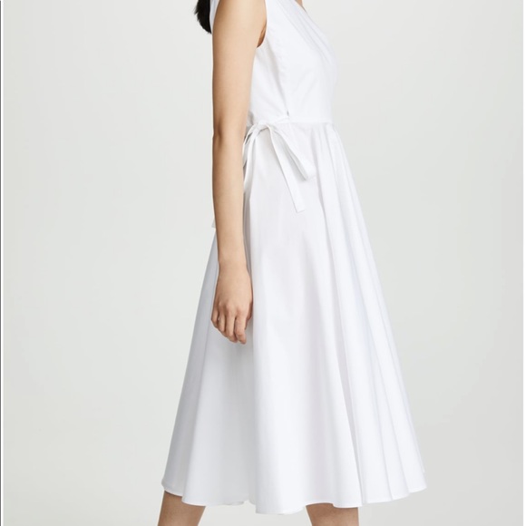 Rosetta Getty One-Shoulder Pleated Cotton Midi Dre - Picture 3 of 6